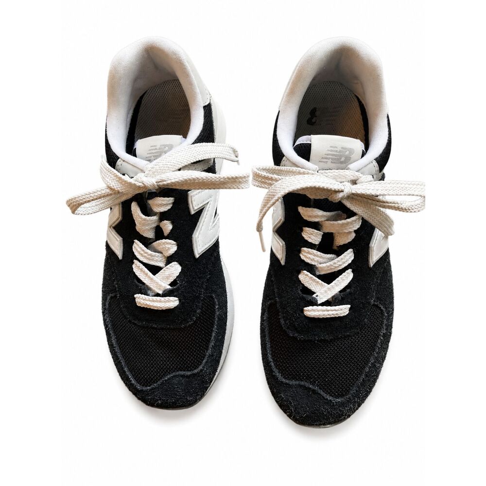 New Balance 574+ Platform Black & White Sneakers Sz 8